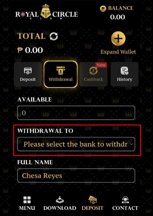 Royal Circle Club Casino How to Withdraw